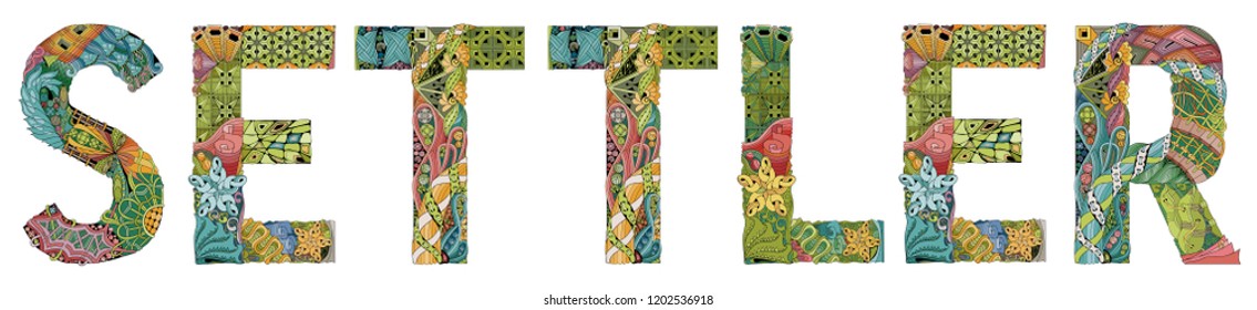 Word settler. Vector decorative zentangle object for decoration