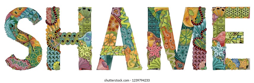 Word SHAME. Vector zentangle object for decoration