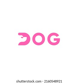 Word sign logo forming dog's head with letter D on pink