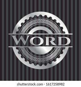 Word silvery badge. Vector Illustration. Mosaic.