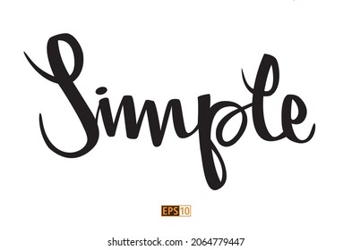 The word 'Simple' as hand drawn black script, suitable for greetings cards or clothing
