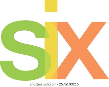 word six various pastel color isolated on white background