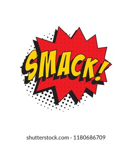 word smack in retro comic speech bubble with halftone dotted shadow