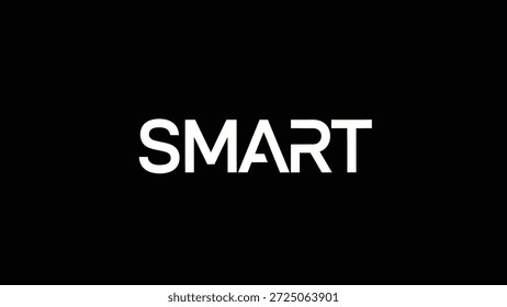 Das Wort SMART wird in klaren, weißen Großbuchstaben auf tiefschwarzem Hintergrund dargestellt. Diese kontrastreiche Grafik betont Intelligenz und