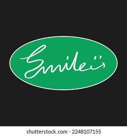 Word smile hand drawn doodle style calligraphy sticker simple shape 