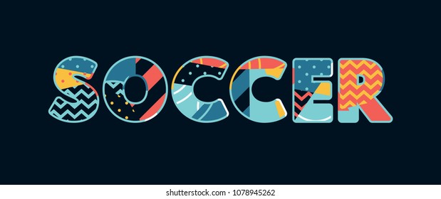 The word SOCCER concept written in colorful abstract typography. Vector EPS 10 available.