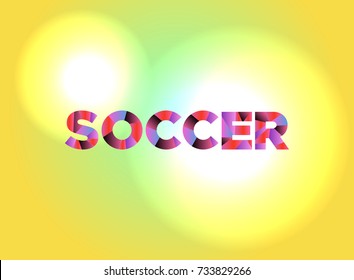 The word SOCCER written in colorful fragmented word art on a vibrant background. Vector EPS 10 available.