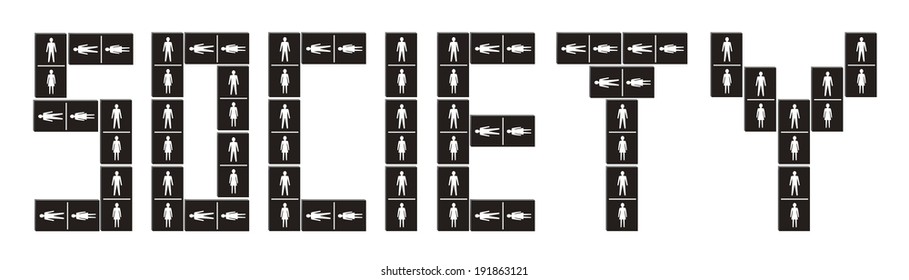Word Society in domino style. Vector illustration