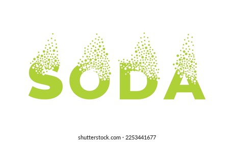 The word "soda" dissolves in a cloud of bubbles.