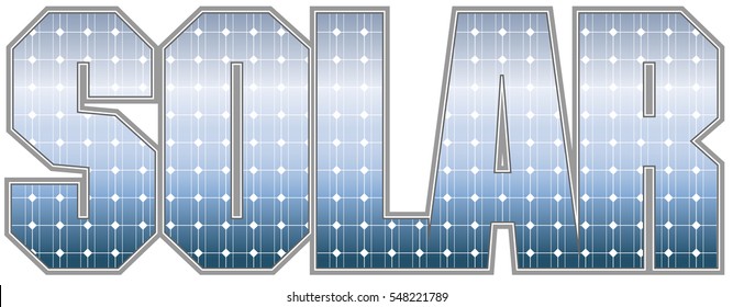 the word "SOLAR" covered with photovoltaic cells