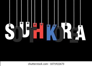 The word South Korea hang on the ropes. Vector illustration