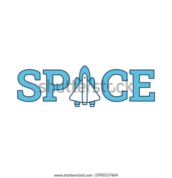 word-space-space-shuttle-graphic-middle-stock-vector-royalty-free