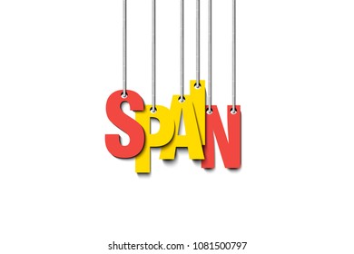 The word Spain hang on the ropes. Vector illustration