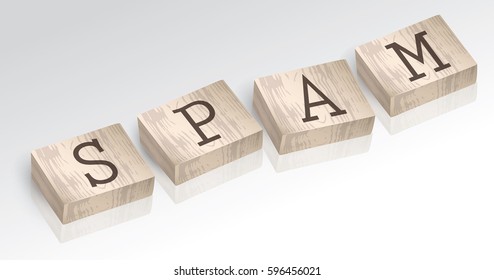 Word SPAM composed from alphabet blocks, vector illustration