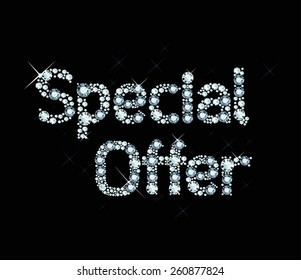 Word  special offer made of diamonds