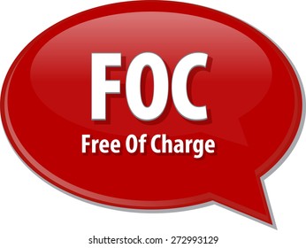 word speech bubble illustration of business acronym term FOC Free of Charge vector