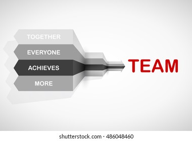 Word spell "TEAM" on grey paper stripes.