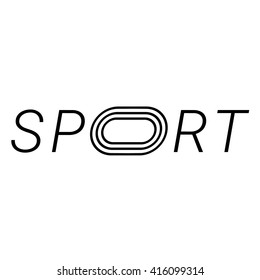 Word SPORT as the symbol or logo with letter "o" as stadium.