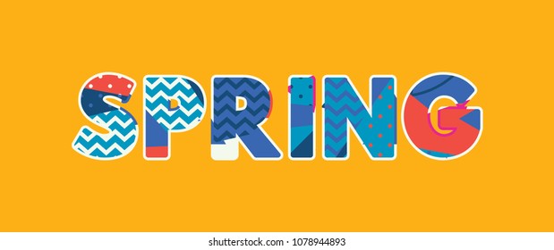 The word SPRING concept written in colorful abstract typography. Vector EPS 10 available.