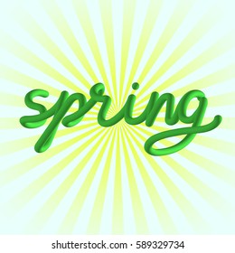 The word "spring" on a bright decorative background.