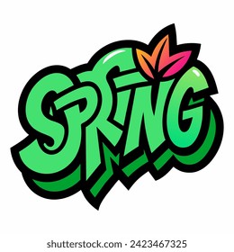 The word SPRING in street art graffiti lettering vector image style on a white background.
