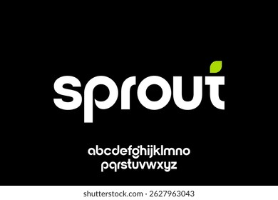 word of sprout . modern minimalist clean alphabet font. lowercase bold typography vector illustration design