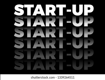 the word start up in repetitive form, vector text in black background