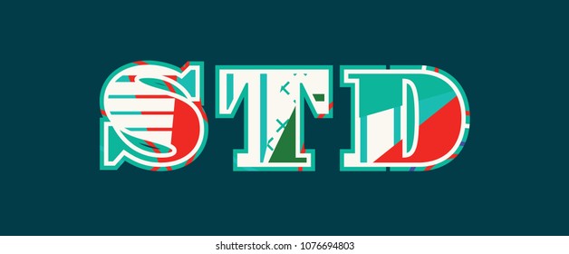The word STD concept written in colorful abstract typography. Vector EPS 10 available.