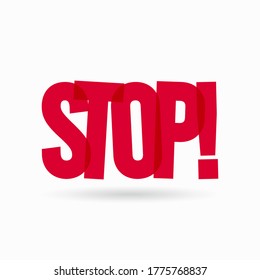 The word stop in red. Vector illustration
