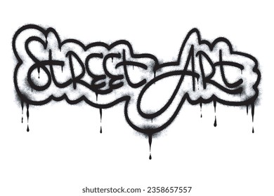 the word street art graffiti is sprayed in black on white
