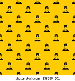 Word stress in the head of man pattern seamless vector repeat geometric yellow for any design