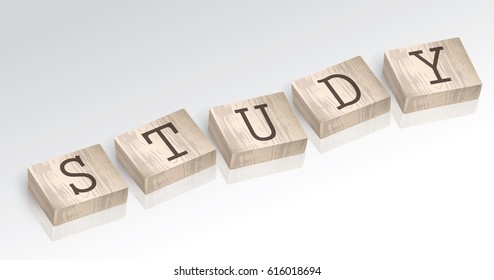 Word STUDY composed from alphabet blocks, vector illustration