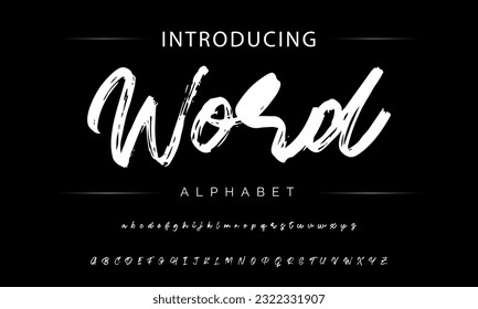 Word Stylish brush painted an uppercase vector letters, alphabet, typeface.