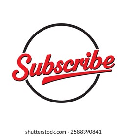Word subscribe in a red banner suitable for websites, newsletters, social media, 