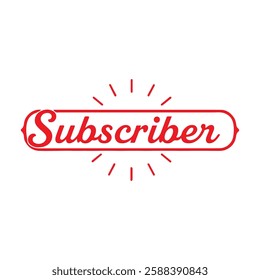 Word subscribe in a red banner suitable for websites, newsletters, social media, 