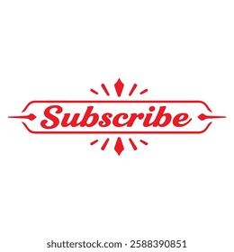 Word subscribe in a red banner suitable for websites, newsletters, social media, 