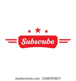 Word subscribe in a red banner suitable for websites, newsletters, social media, 