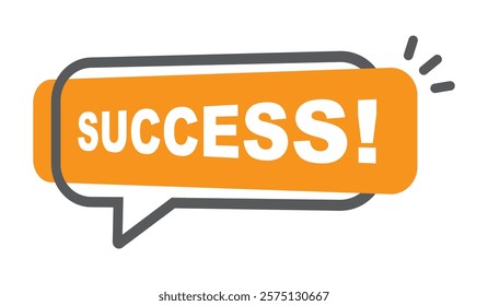 The word success written in a speech bubble.