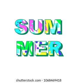 Word Summer with colored abstract fill. Cheerful inscription for the best time of the year. Great for cards, textiles, posters and other types of design.
