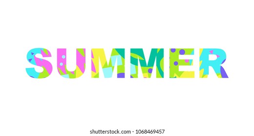 Word Summer with colored abstract fill. Cheerful inscription for the best time of the year. Great for cards, textiles, posters and other types of design.