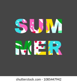 Word Summer with colored abstract fill. Cheerful inscription for the best time of the year. Great for cards, textiles, posters and other types of design.