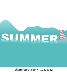 Word summer with red buoy and waves vector 