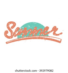 Word summer with ribbon or type n white background lettering vector illustration
