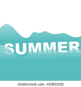 Word summer with sea wave vector illustration 