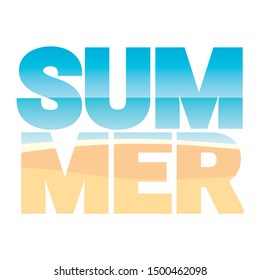 The word SUMMER stuffed with beach landscape vector illustration.