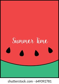The word "summer time" on the watermelon background 