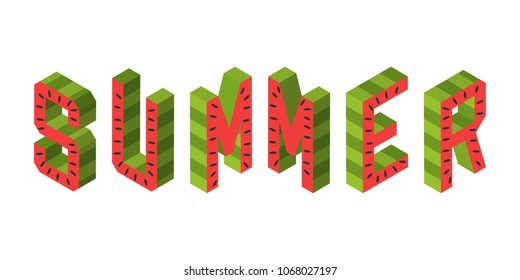 The word Summer. Vector banner. 
letters made of watermelon slices