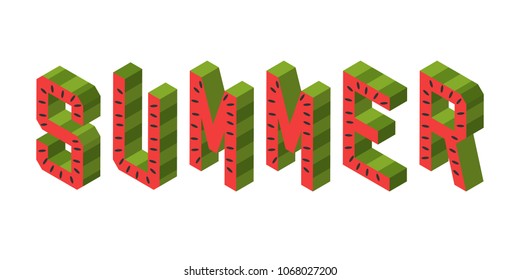 The word Summer. Vector banner. 
letters made of watermelon slices