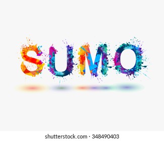 Word "SUMO". Rainbow splash paint