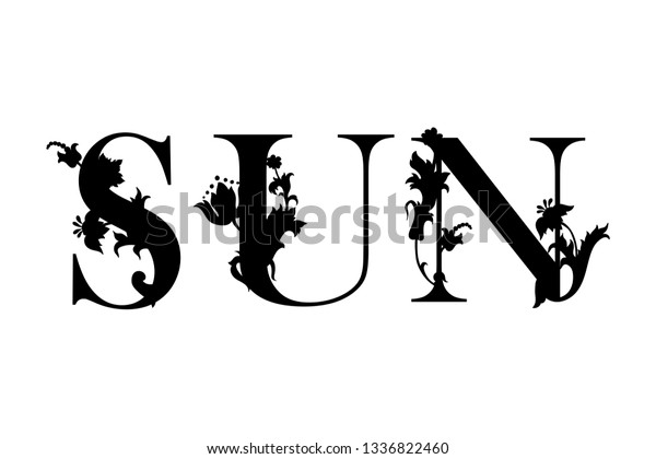 Word Sun Flourish Pattern Floral Decor Stock Vector (Royalty Free ...